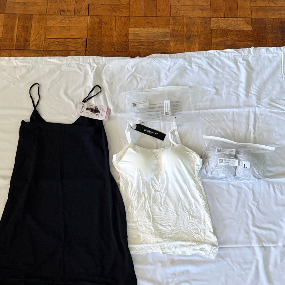 Jockey Black Slip and Grey amd White Molded-Cup Camisole, NWT, size L